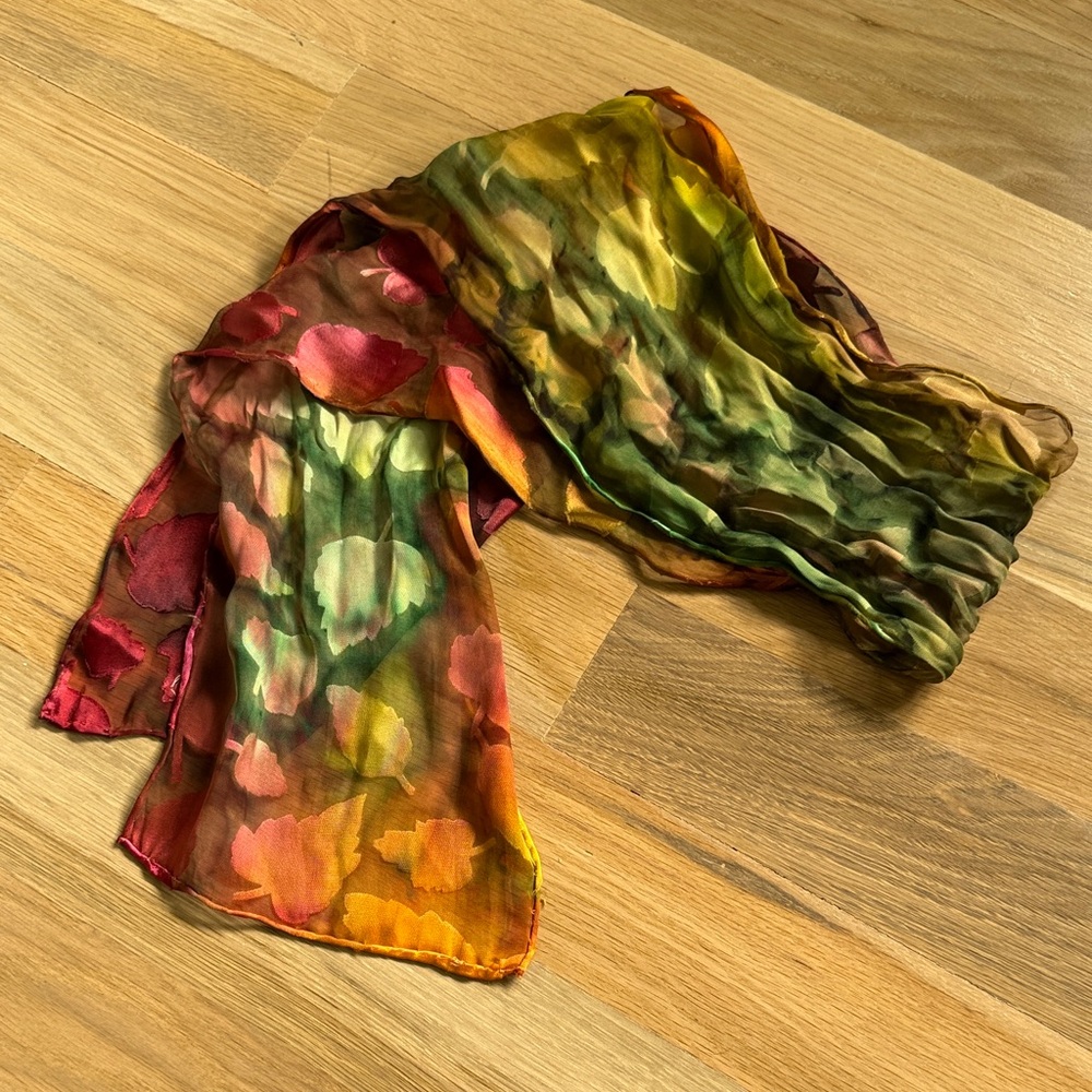 Vintage Silk Autumn Leaves Scarf
